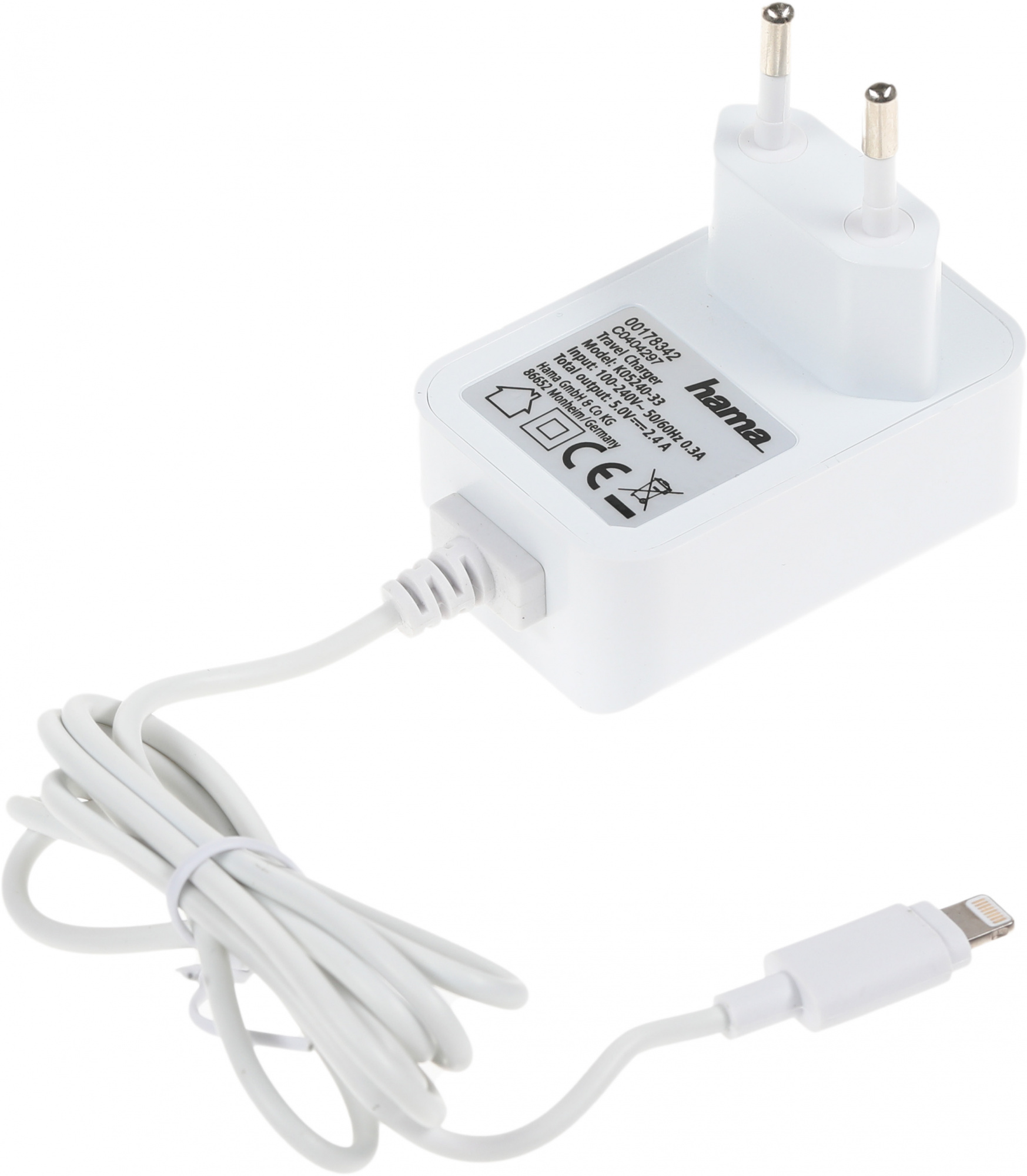 Сетевое зар./устр. Hama H-178342 12W 2.4A для Apple белый (00178342)