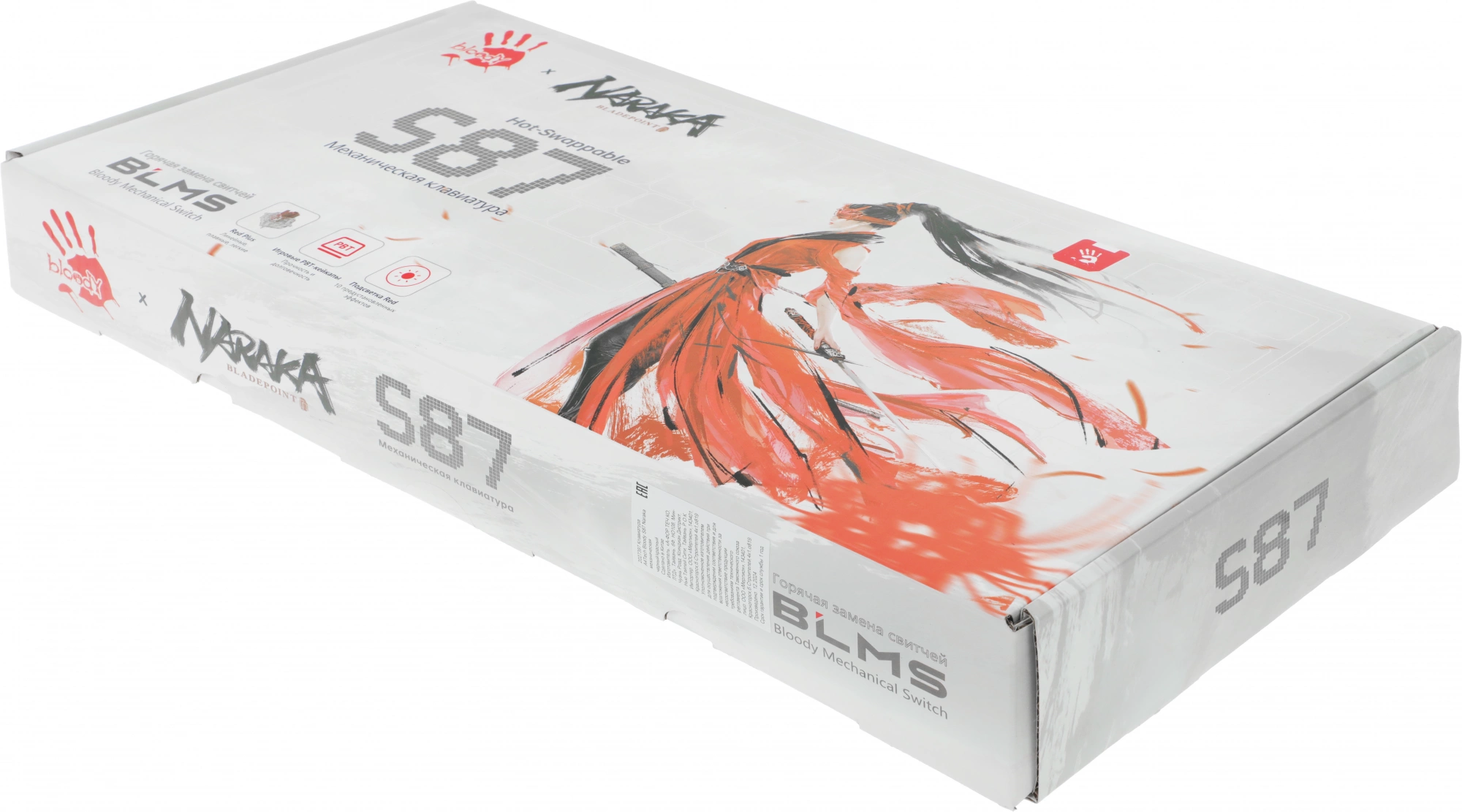 Клавиатура A4Tech S87 Naraka механическая черный/красный USB for gamer LED кабель 1.8м