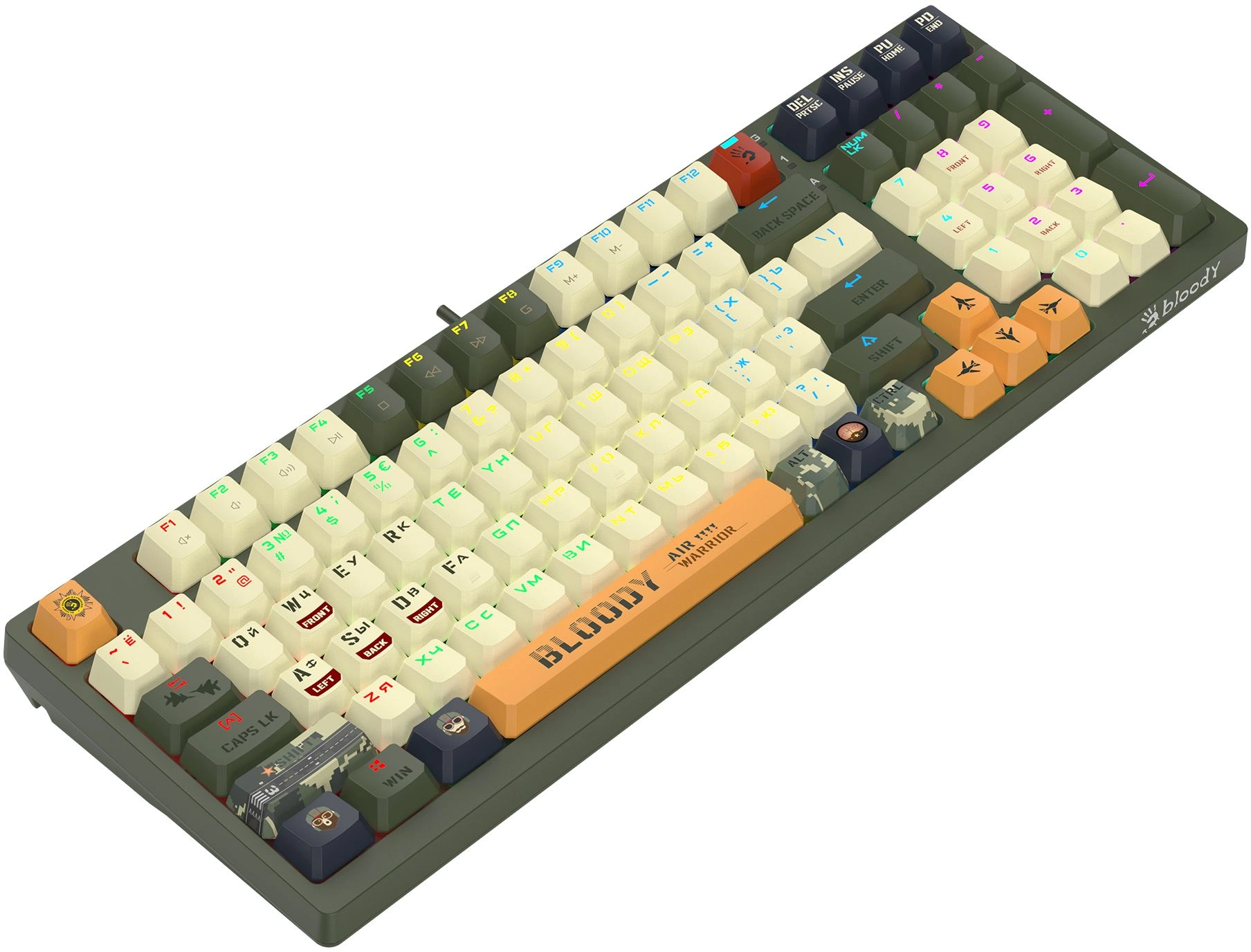 Клавиатура A4Tech S98 Aviator механическая зеленый USB for gamer LED кабель 1.8м