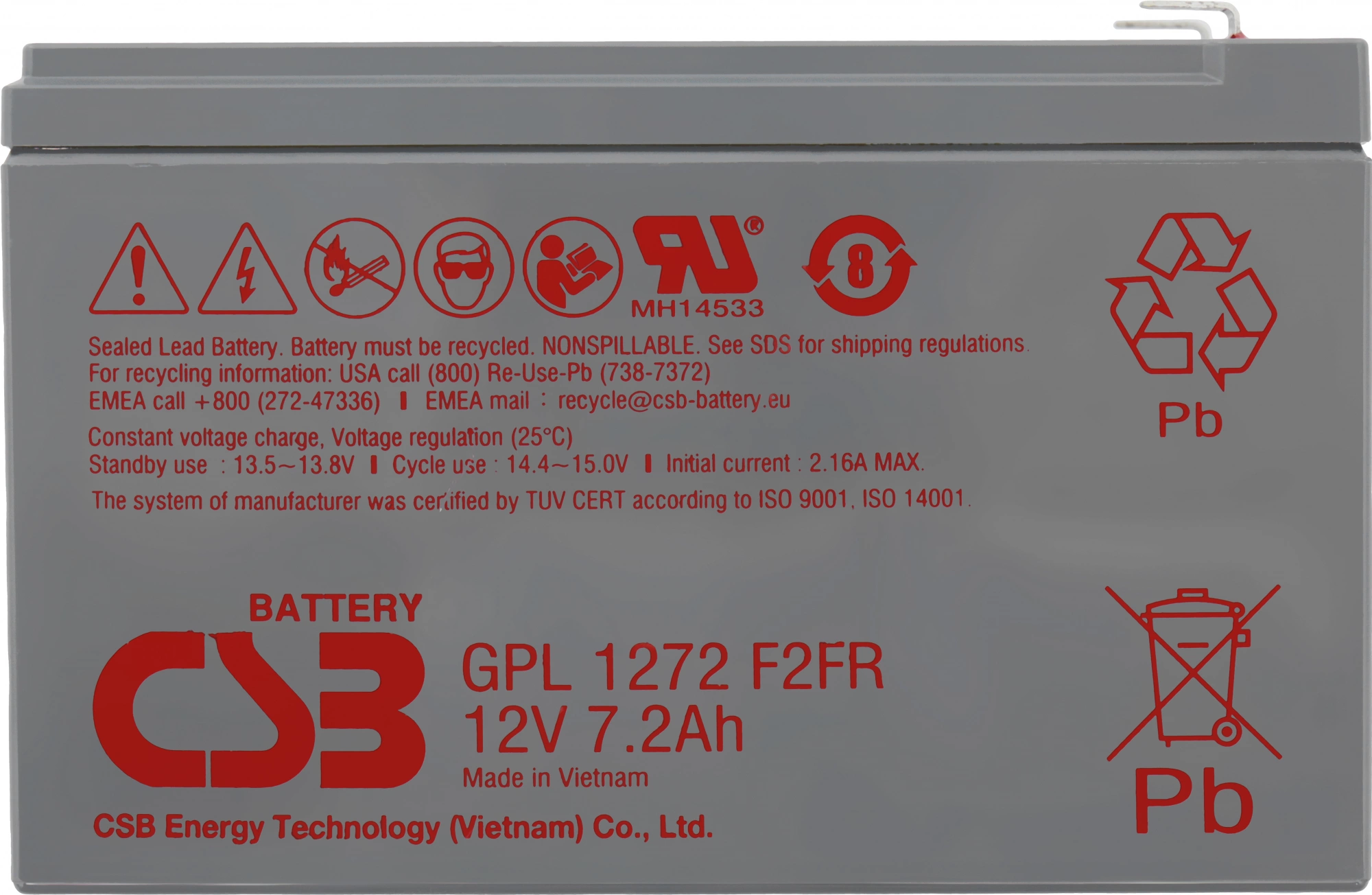 Батарея для ИБП CSB GPL1272 F2 FR 12В 7.2Ач