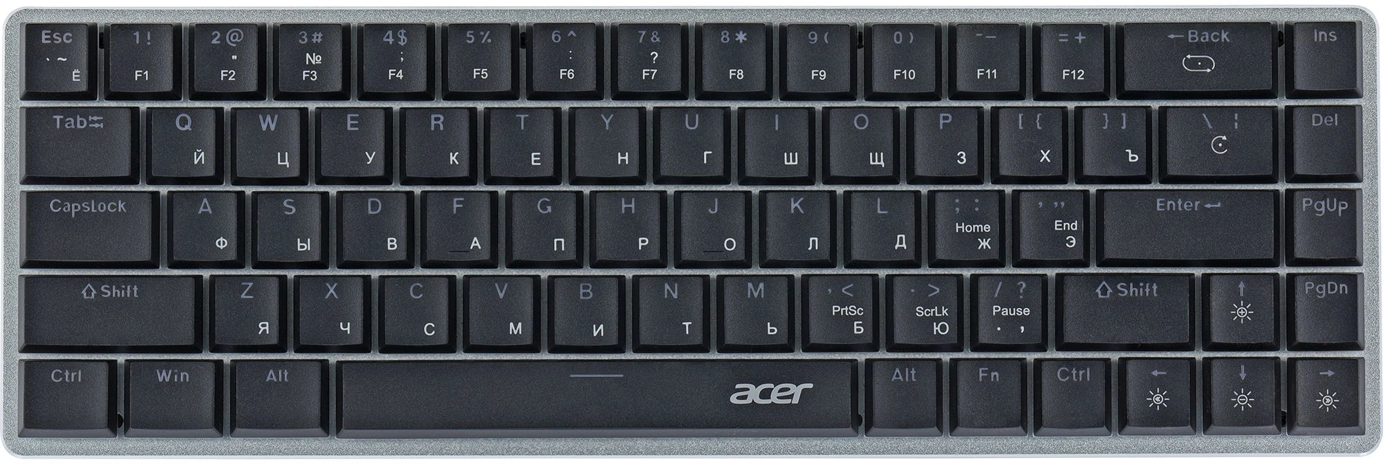Клавиатура Acer OKW302 механическая серебристый USB Multimedia for gamer для ноутбука LED (ZL.KBDCC.01C) кабель 1.8м