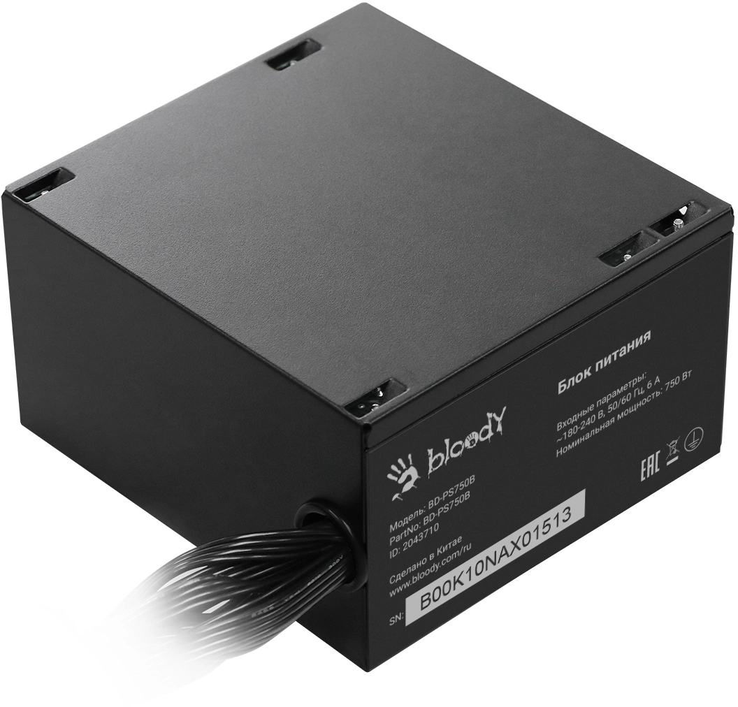 Блок питания Bloody ATX 750W BD-PS750B 80+ bronze (20+4pin) APFC 120mm fan 6xSATA RTL