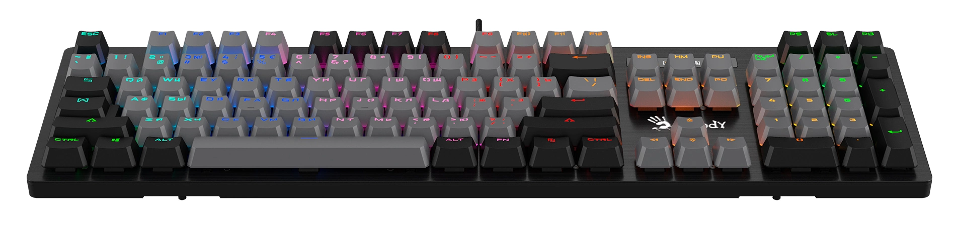 Клавиатура A4Tech B828N черный/серый USB for gamer LED (B828N (GREY+BLACK)) кабель 1.8м