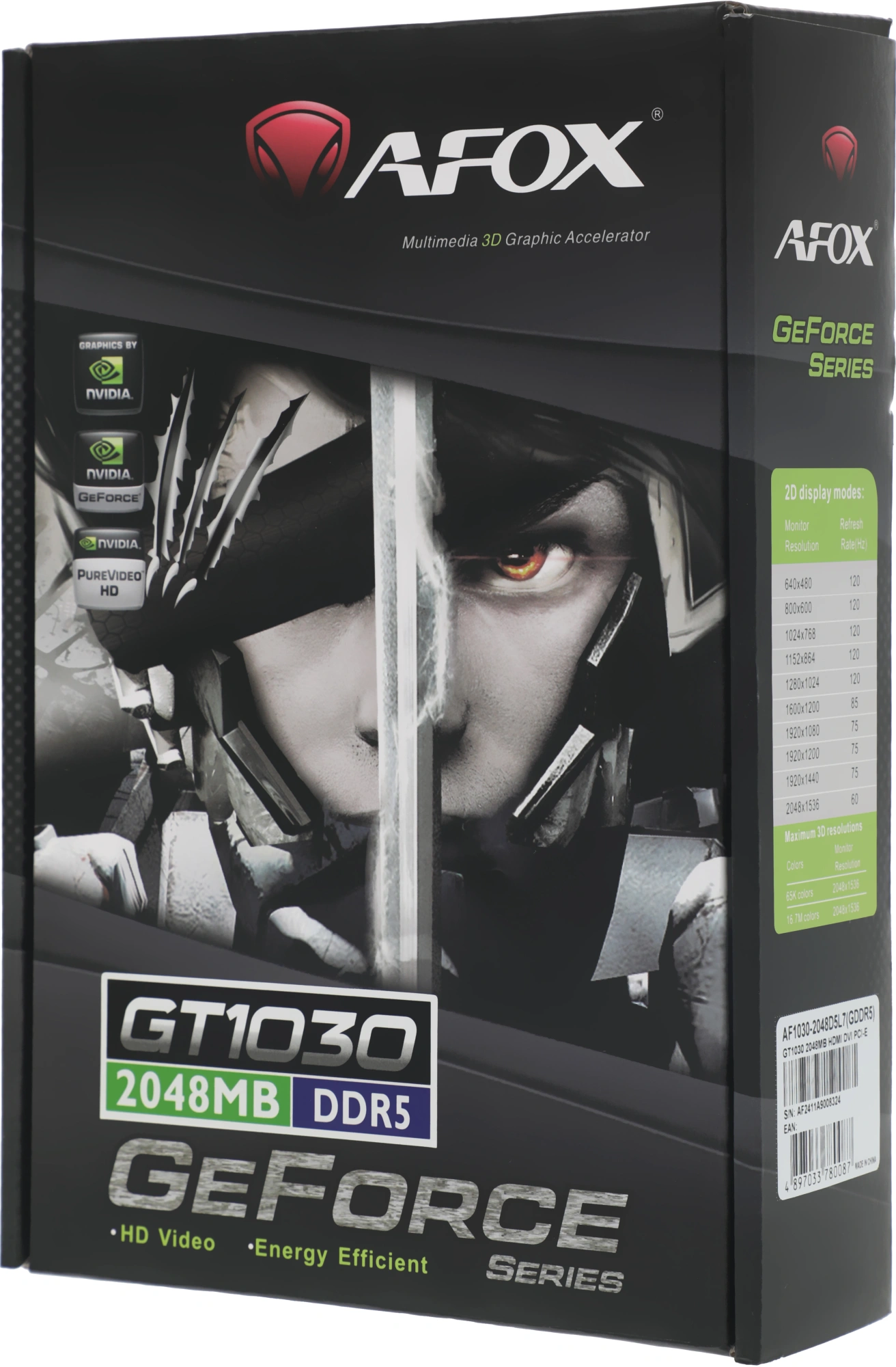 Видеокарта Afox PCI-E 3.0 AF1030-2048D5L7 NVIDIA GeForce GT 1030 2Gb 64bit GDDR5 1228/6000 DVIx1 HDMIx1 HDCP Ret low profile