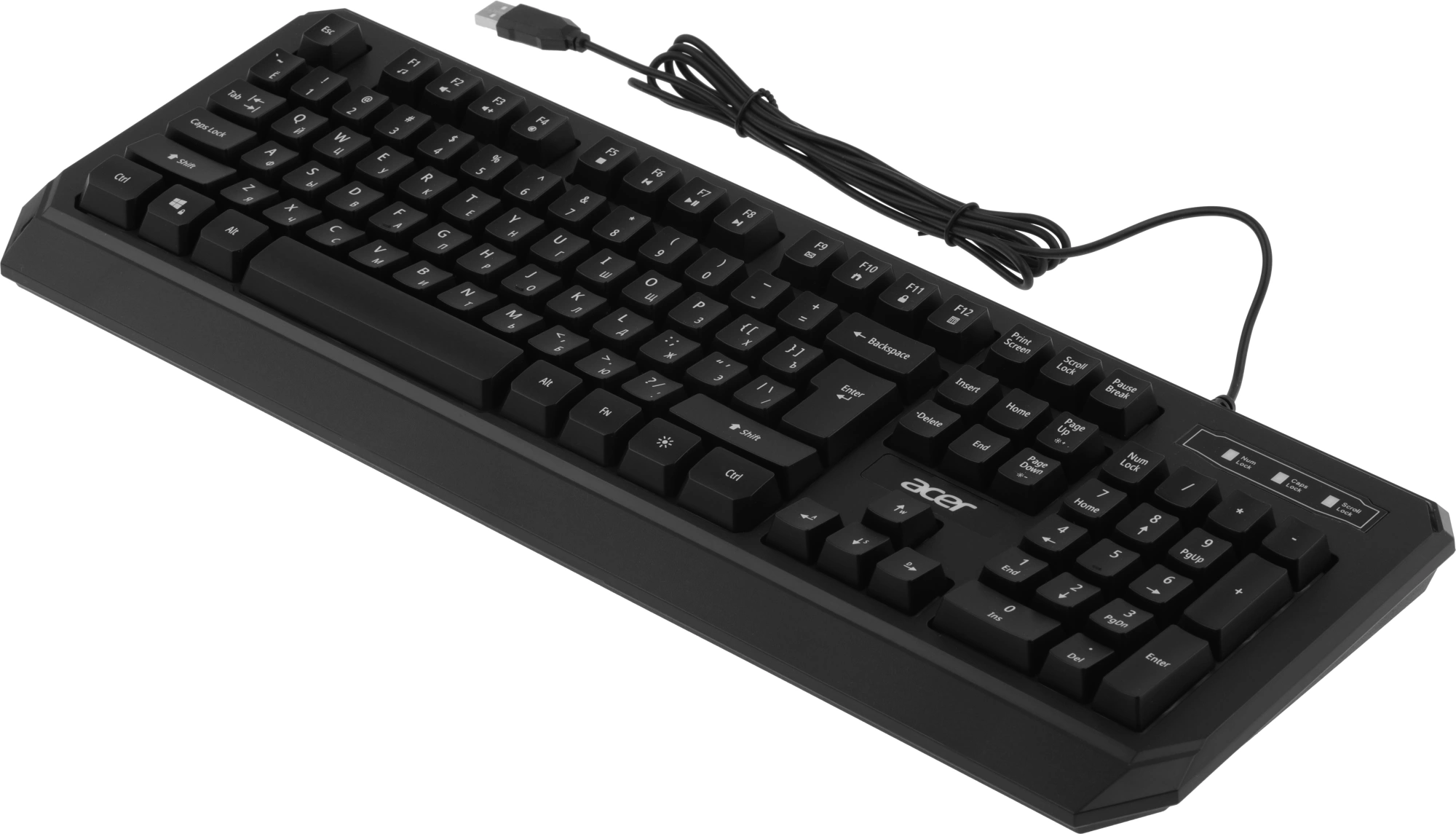 Клавиатура Acer OKW300 черный USB for gamer LED (ZL.KBDCC.019) кабель 1.8м