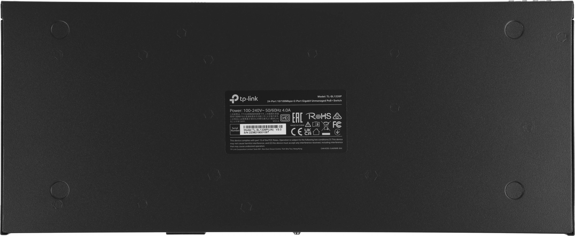 Коммутатор TP-Link TL-SL1226P (L2) 24x100Мбит/с 2x1Гбит/с 2xКомбо(1000BASE-T/SFP) 24PoE+ 250W неуправляемый
