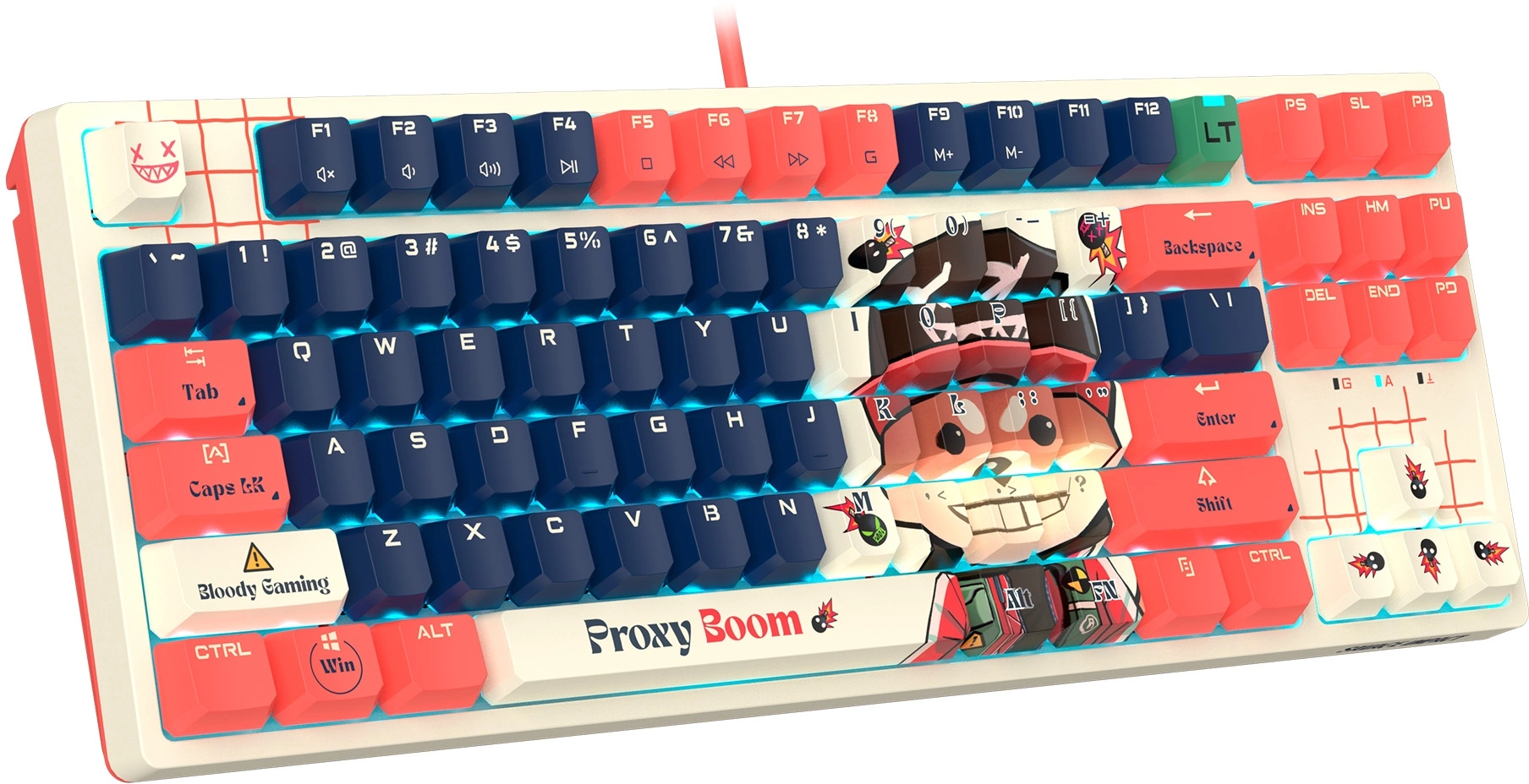 Клавиатура A4Tech AT87 Proxy Boom бежевый/красный USB for gamer LED (AT87) кабель 1.8м