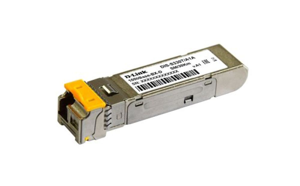 S330T/30KM/A1A Промышленный WDM SFP-трансивер D-Link с 1 портом 1000Base-BX-D (Tx:1550 нм, Rx:1310 нм) для одномодового оптического кабеля (до 30 км)