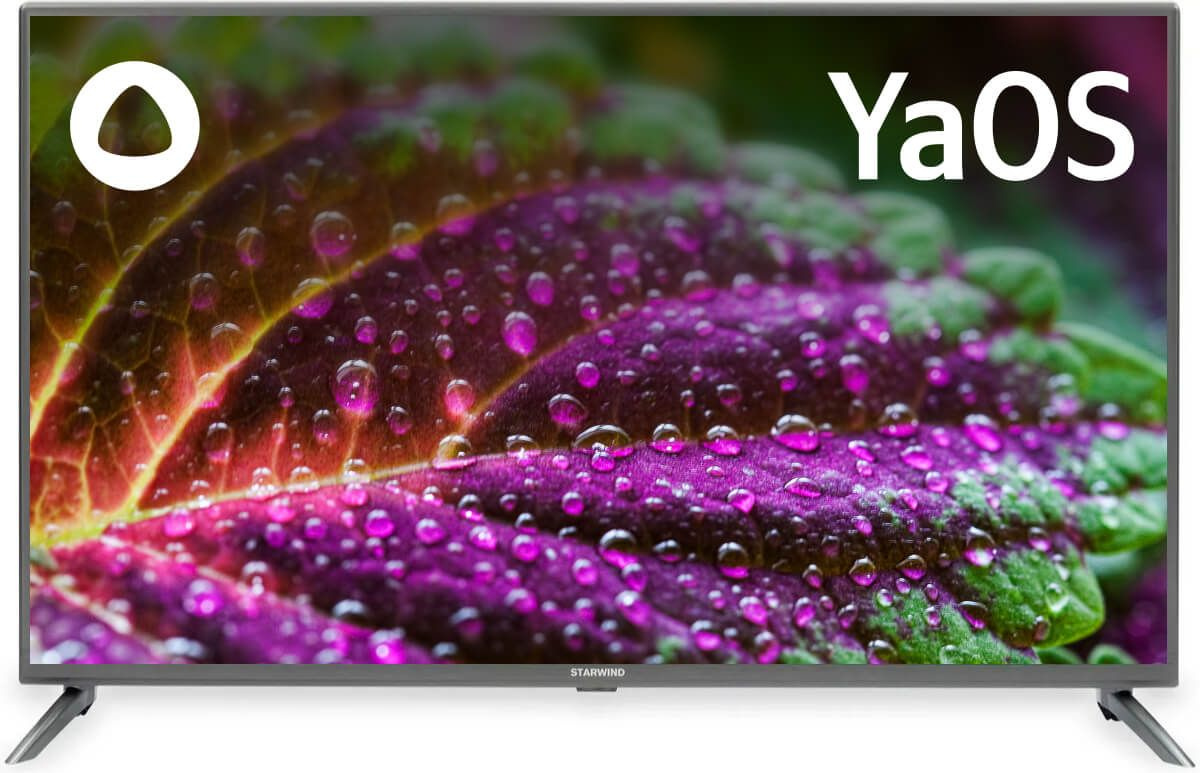 Телевизор LED Starwind 43" SW-LED43UG400 Яндекс.ТВ стальной 4K Ultra HD 60Hz DVB-T DVB-T2 DVB-C DVB-S DVB-S2 USB WiFi Smart TV