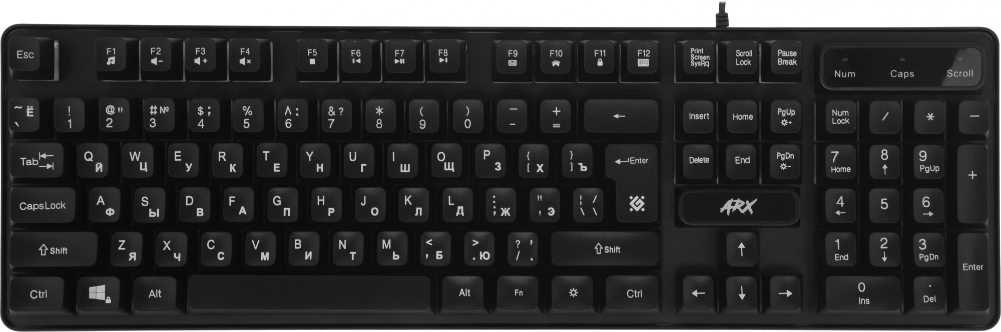 Клавиатура Defender Arx GK-196L RU черный USB for gamer LED (45196) кабель 1.5м