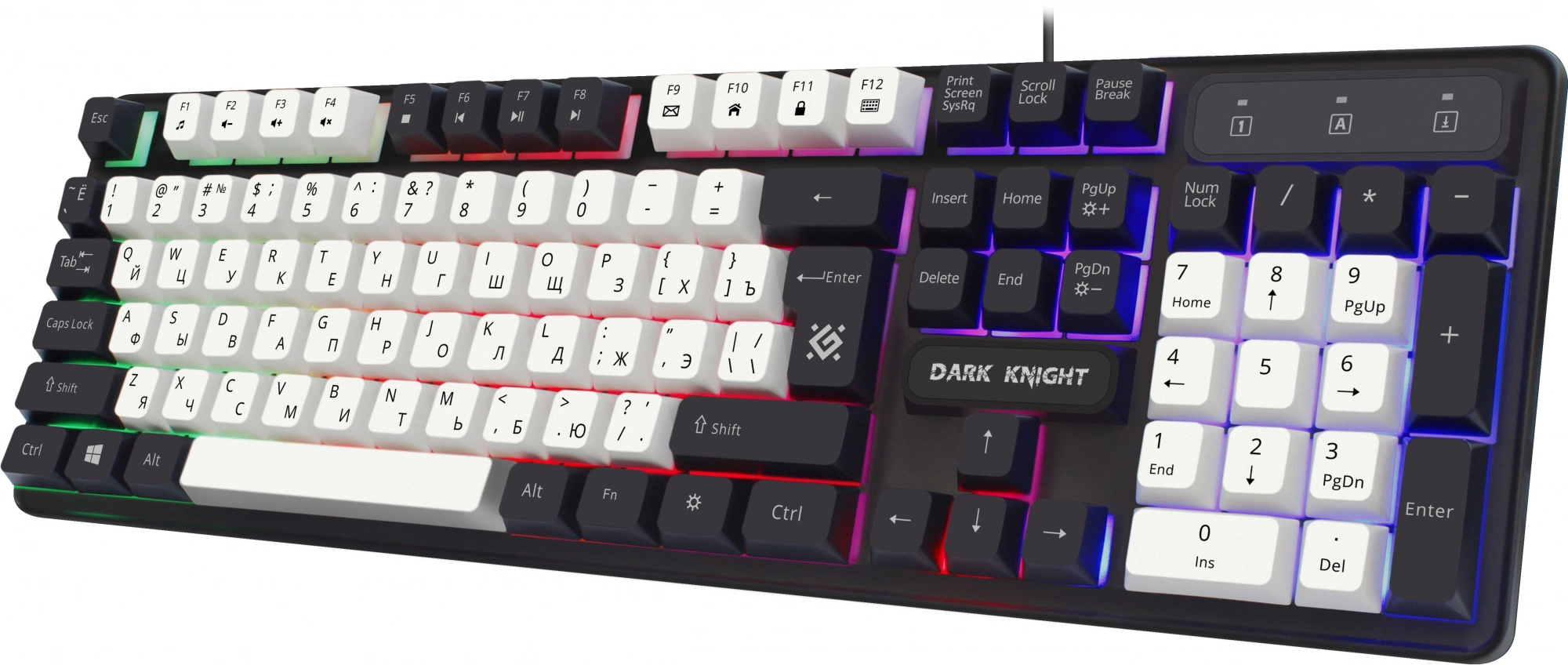 Клавиатура Defender GK-077 белый/черный USB for gamer LED (45078) кабель 1.5м