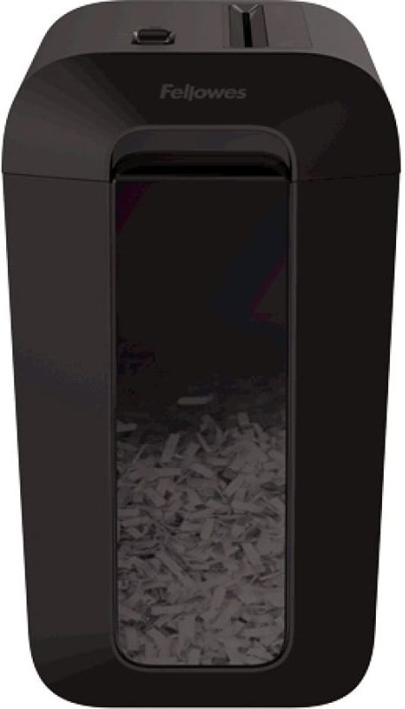 Шредер Fellowes PowerShred LX65 черный (секр.P-4) фрагменты 10лист. 22лтр. скрепки скобы пл.карты