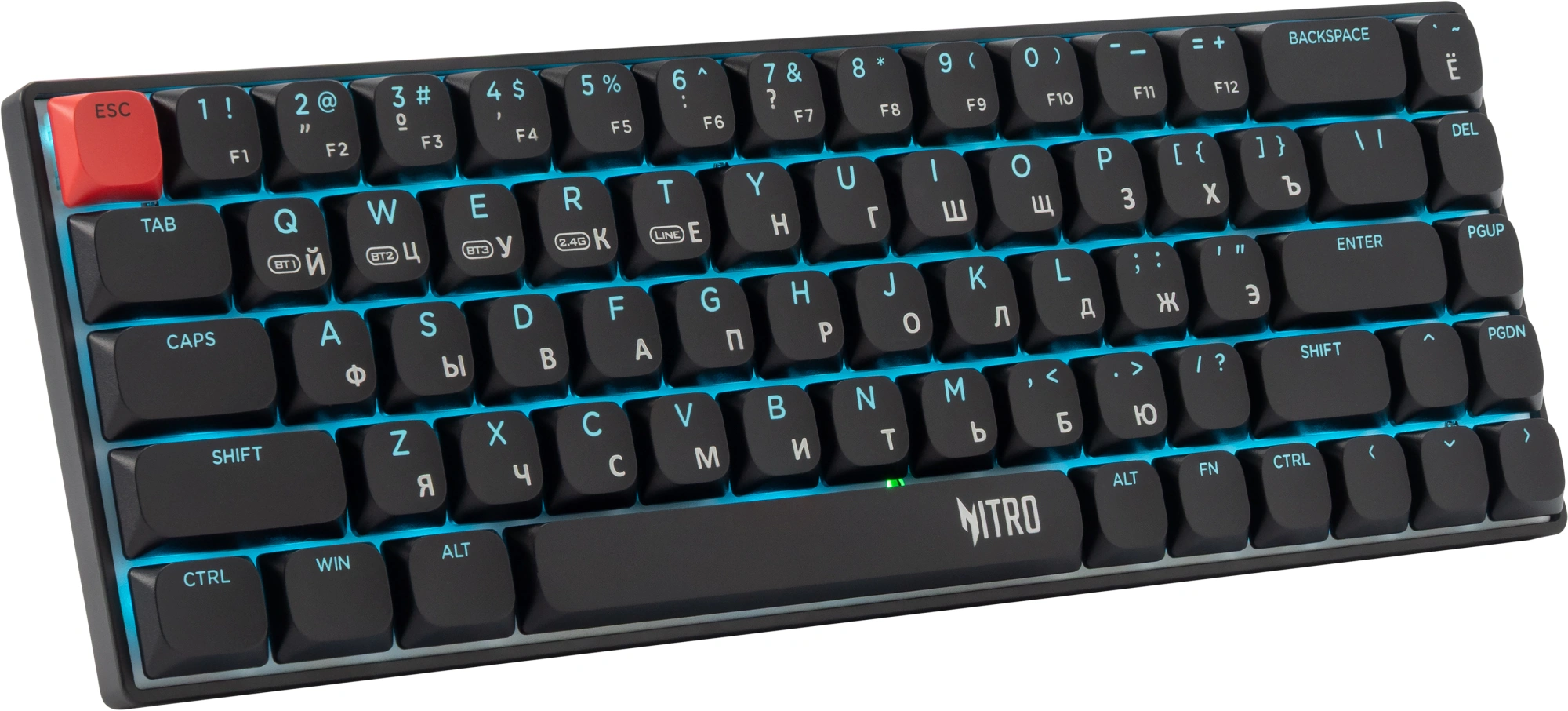 Клавиатура Acer Nitro OKR400 механическая черный USB беспроводная BT/Radio Multimedia for gamer LED (ZL.KBDEE.01A) кабель 1.5м