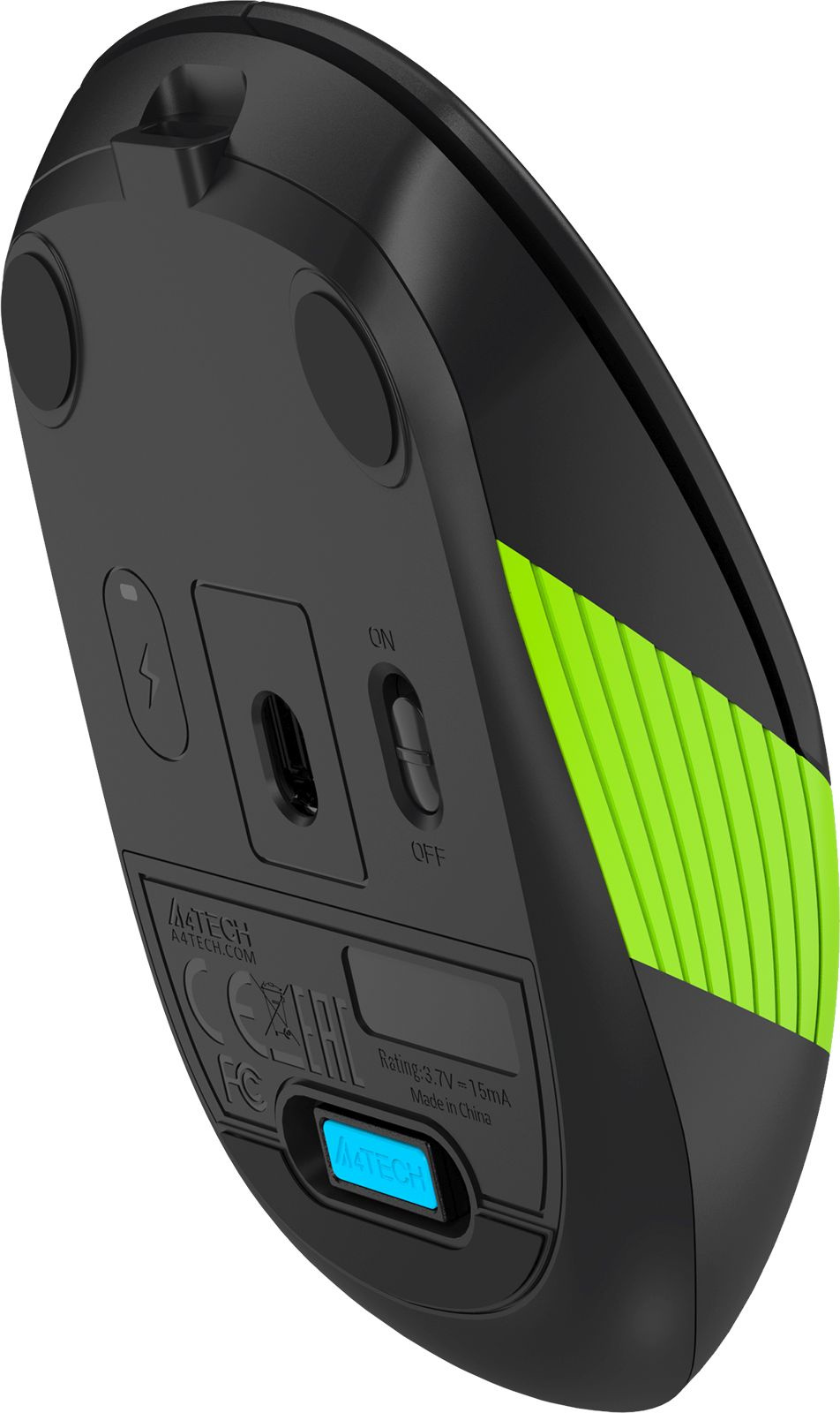 Мышь A4Tech Fstyler FG10CS Air черный/зеленый оптическая 2000dpi silent беспров. USB для ноутбука 4but (FG10CS AIR SPORTS GREEN)