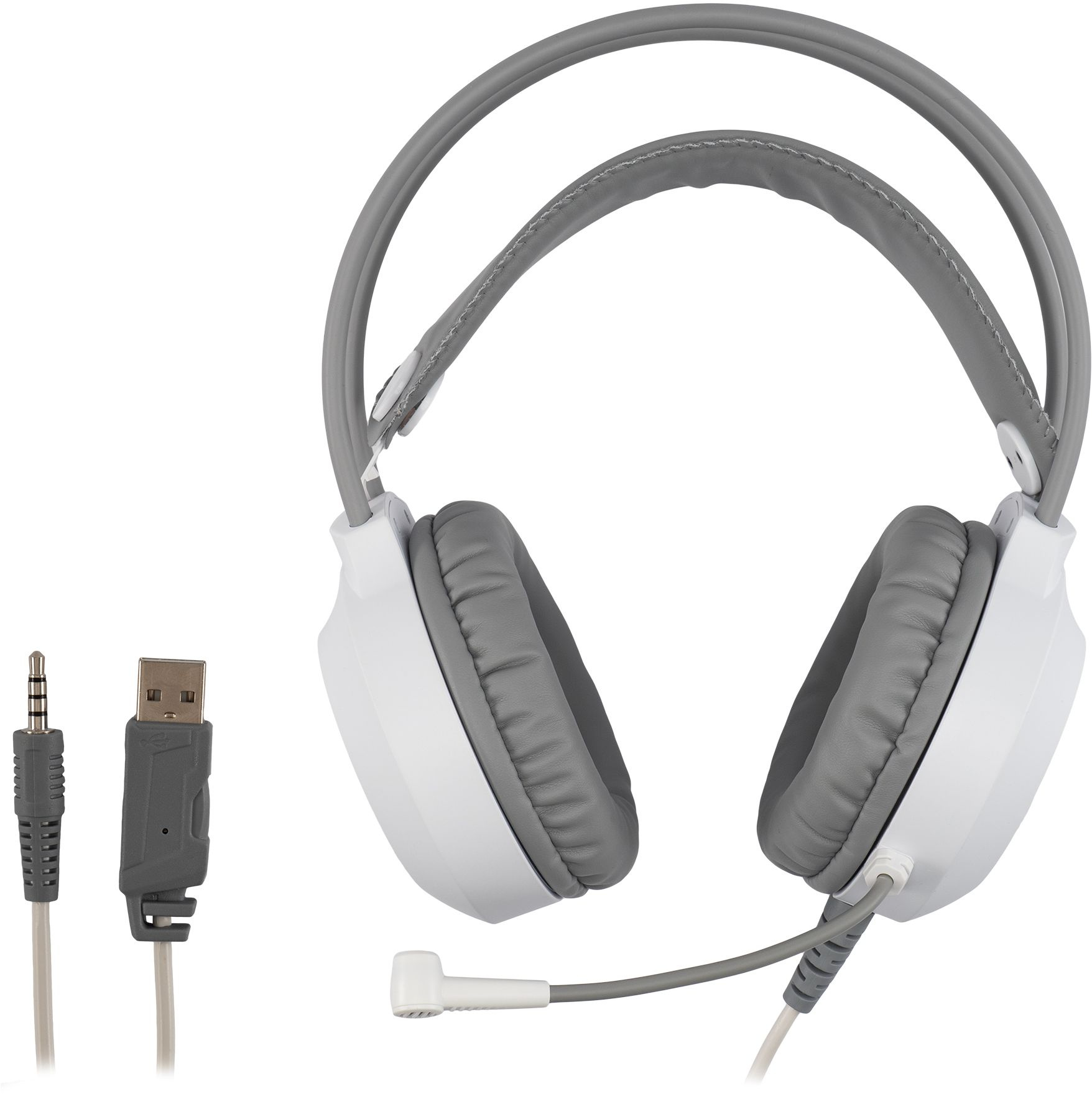 Наушники с микрофоном Оклик HS-L300G белый 2.2м мониторные оголовье (1796952)