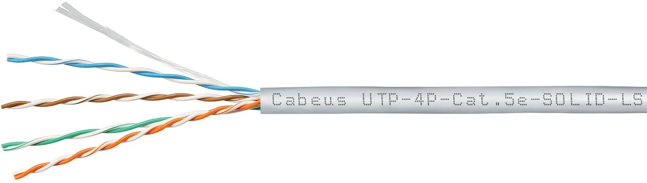 Кабель информационный Cabeus UTP-4P-Cat.5e-SOLID-LSZH-GY кат.5E U/UTP 4 пары LSZH внутренний 305м серый