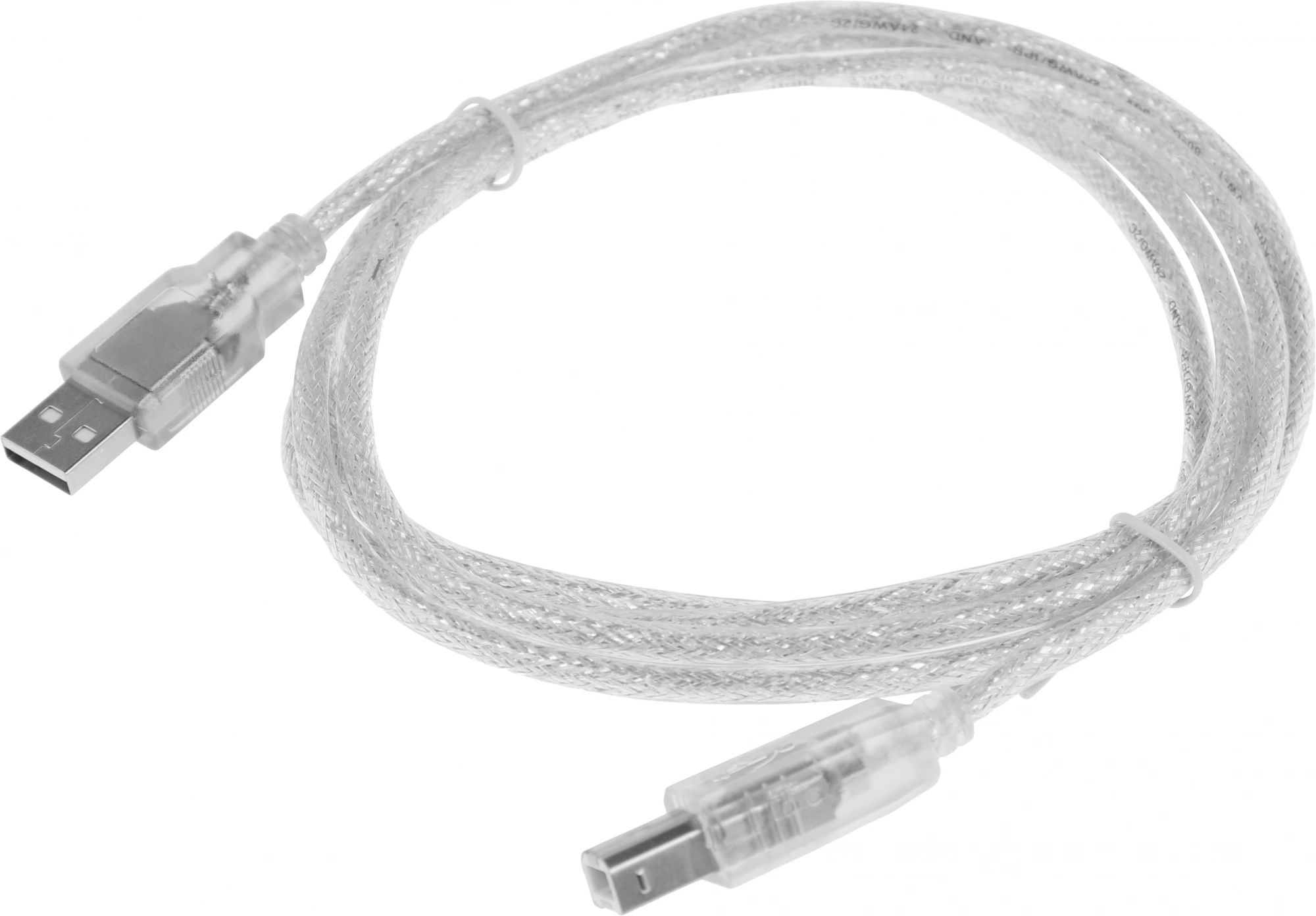 Кабель Buro USB A(m) USB B(m) 1.8м (USB2.0-AM/BM-Trans) прозрачный