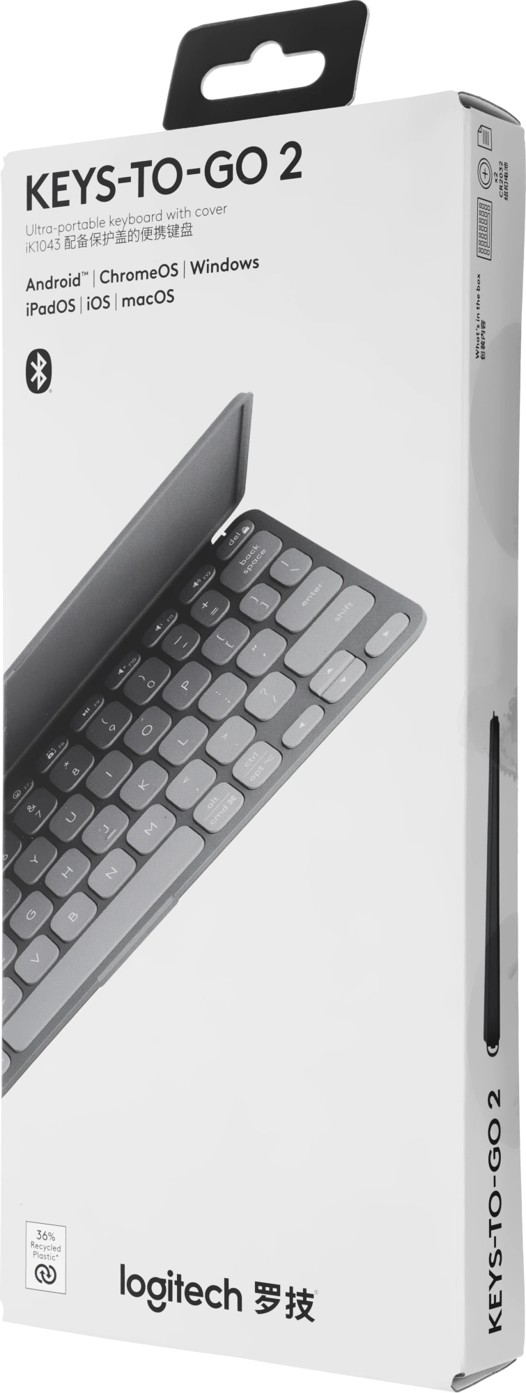 Клавиатура Logitech Keys-To-Go 2 графитовый/черный беспроводная BT slim Multimedia для ноутбука (920-012999)