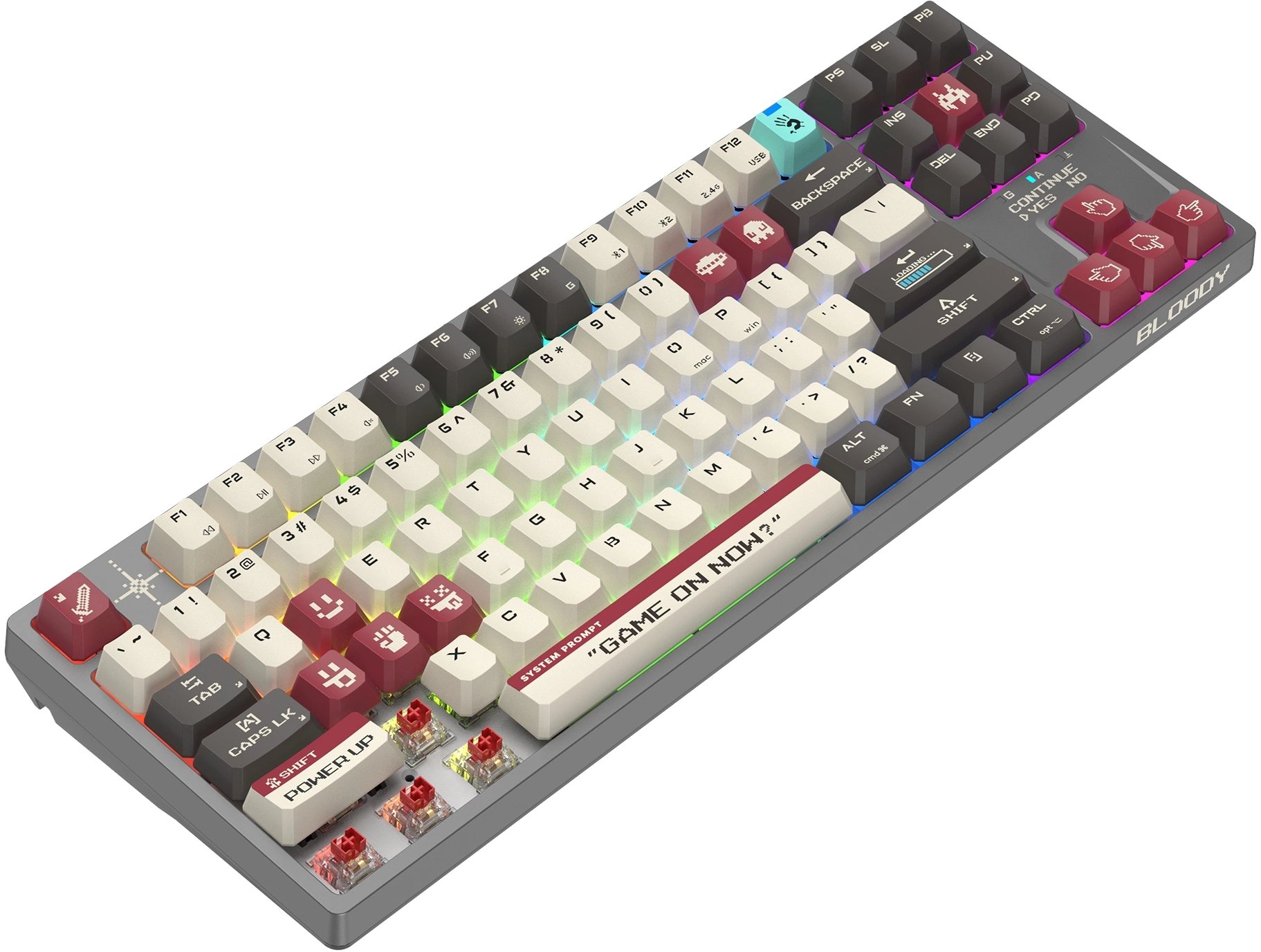 Клавиатура A4Tech WS87 механическая серый/красный USB беспроводная BT/Radio for gamer LED