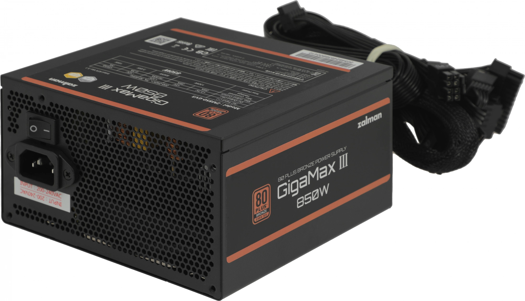 Блок питания Zalman ATX 850W ZM850-GV3 Gen.5 80+ bronze (20+4pin) APFC 120mm fan 6xSATA RTL