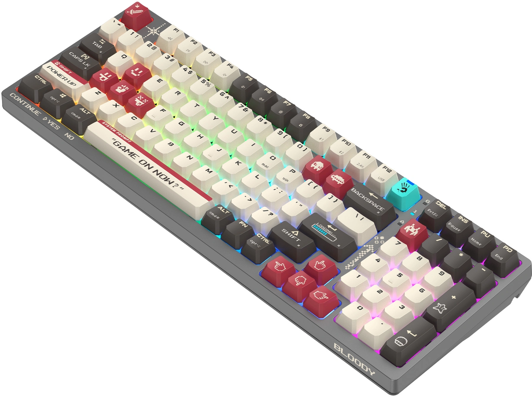 Клавиатура A4Tech WS98 Pixels механическая темно-серый/белый USB беспроводная BT/Radio for gamer LED (WS98)