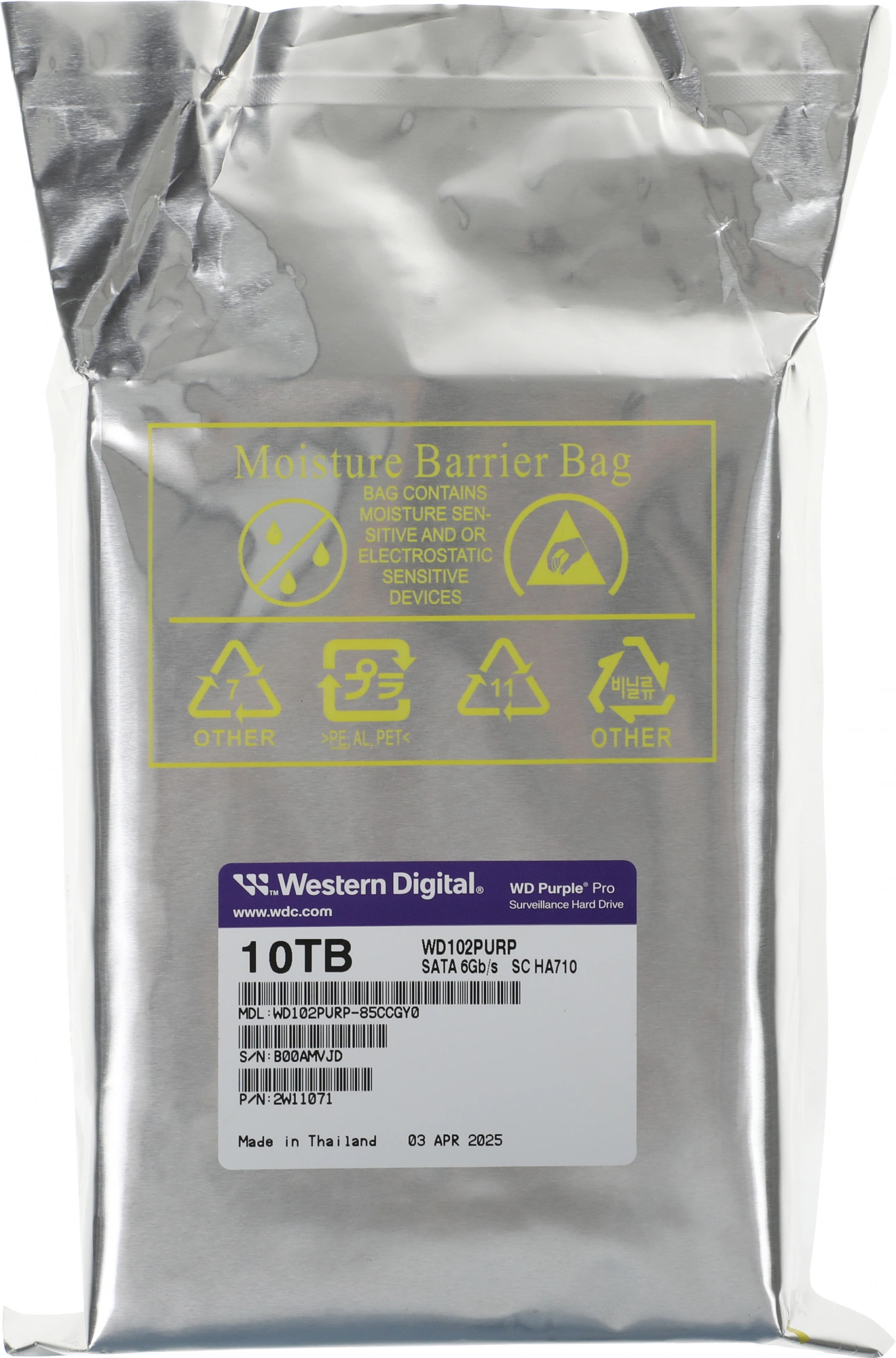 Жесткий диск WD SATA-III 10TB WD102PURP Surveillance Purple Pro (7200rpm) 512Mb 3.5"