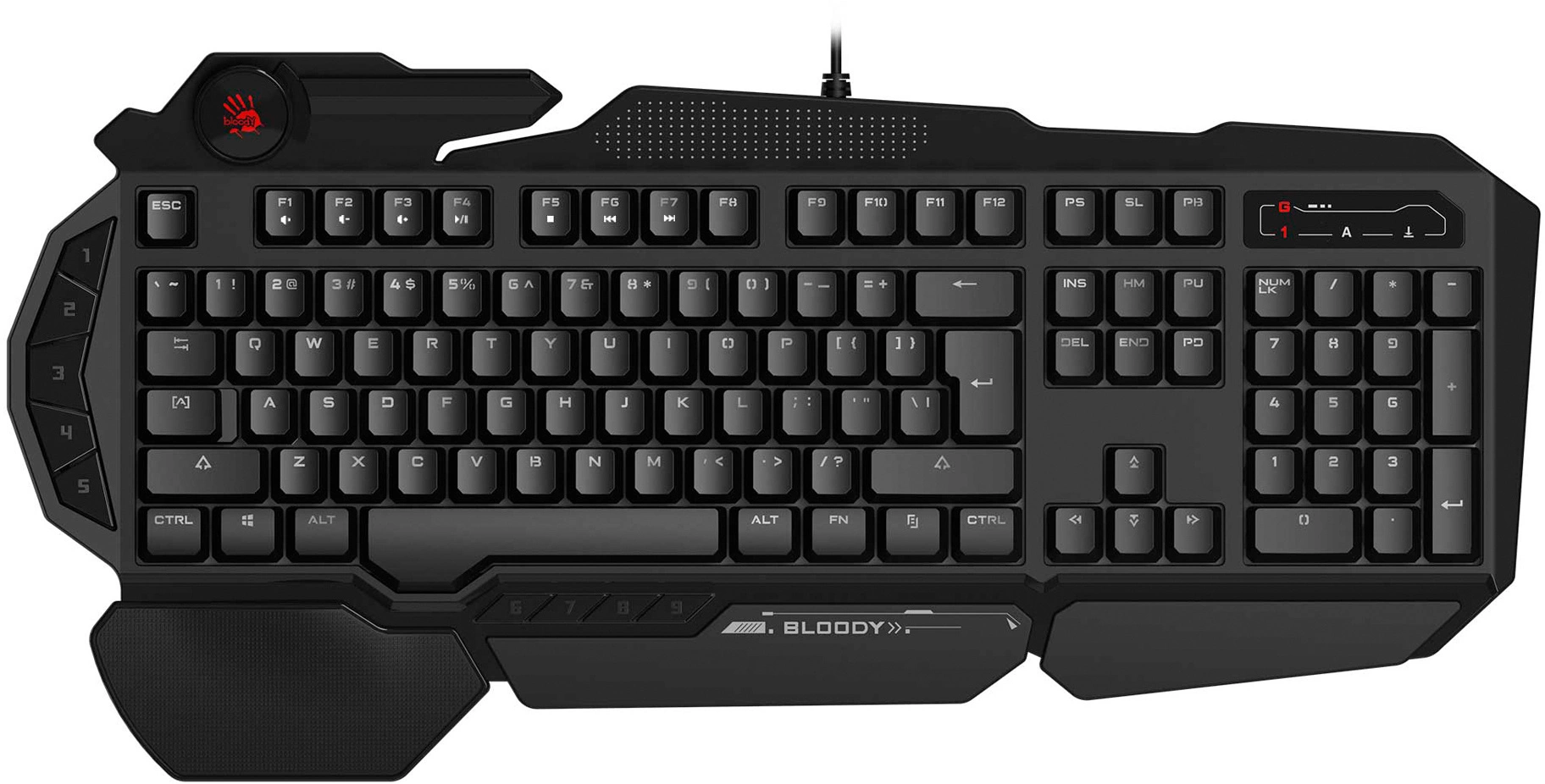 Клавиатура A4Tech B310N черный USB Multimedia for gamer LED (подставка для запястий) кабель 1.8м