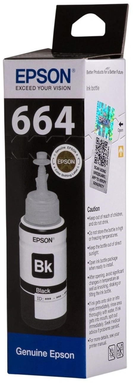 Чернила Epson 664 C13T664198 (аналог C13T66414A) черный 70мл для Epson L100