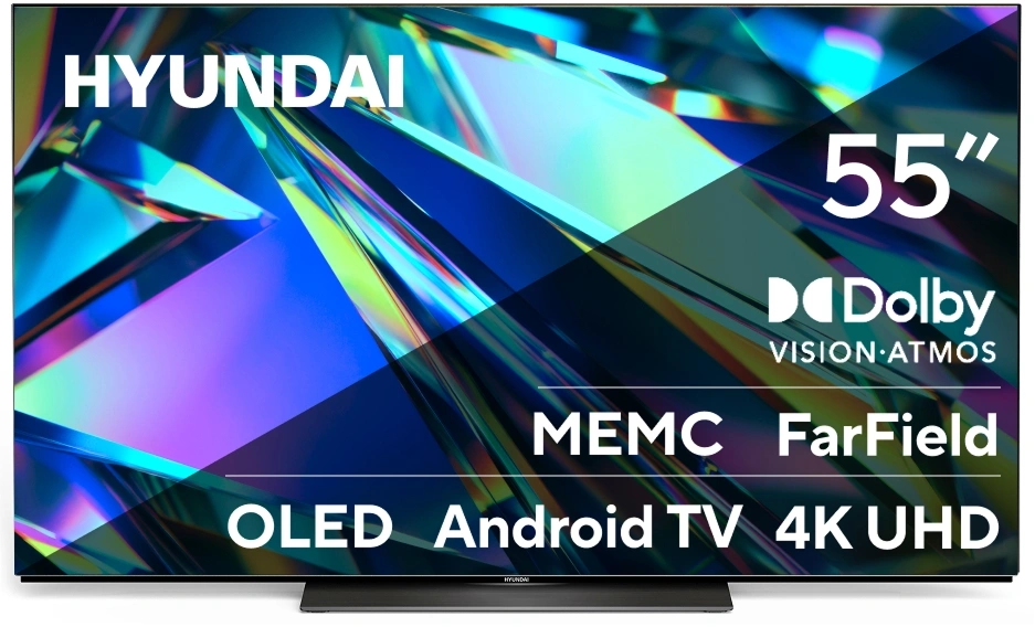 Телевизор OLED Hyundai 55" H-LED55OBU7700 Android TV Frameless черный/черный 4K Ultra HD 120Hz DVB-T DVB-T2 DVB-C DVB-S DVB-S2 USB WiFi Smart TV