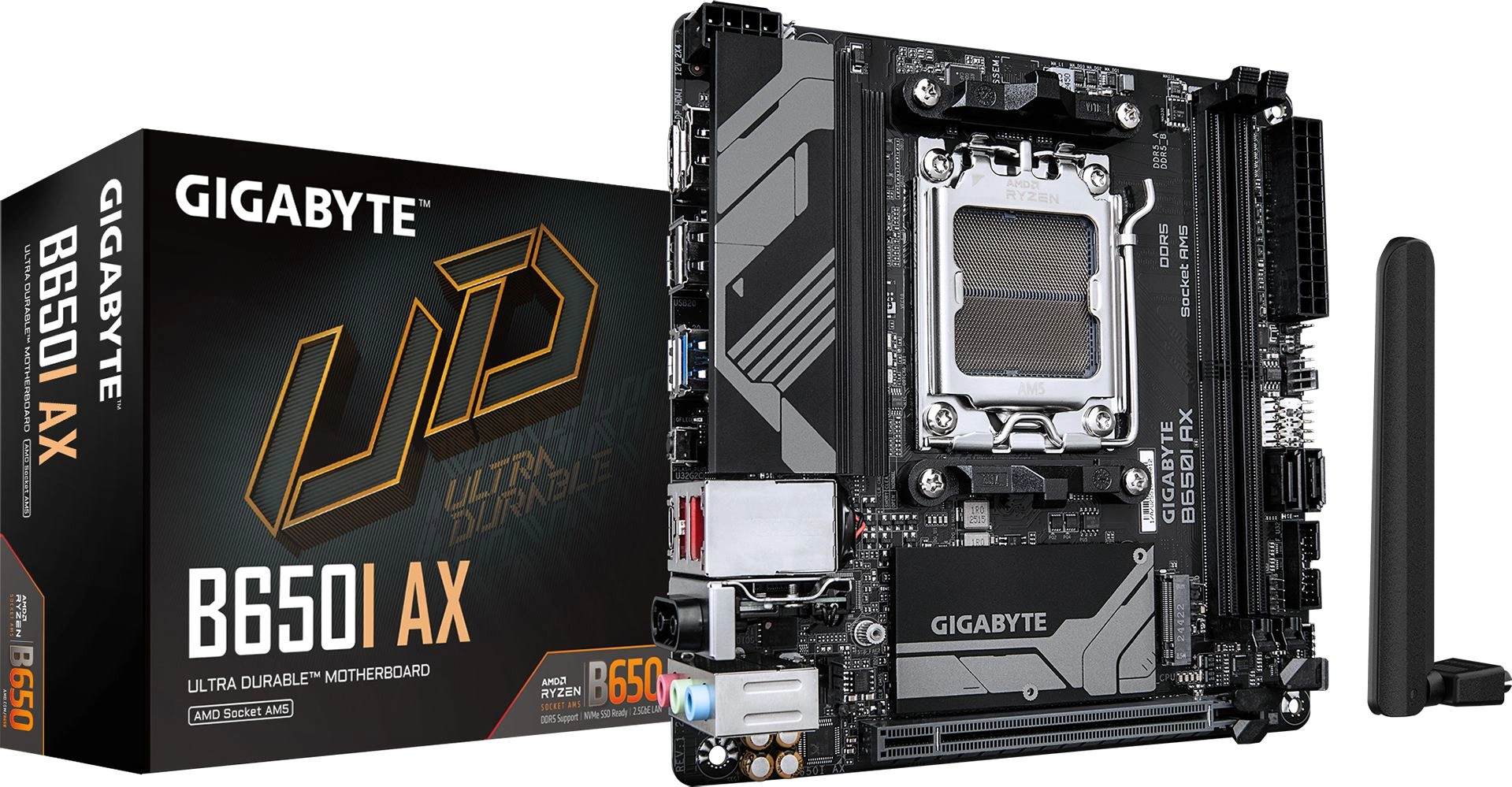 Материнская плата Gigabyte B650I AX Socket AM5 AMD B650 2xDDR5 mini-ITX AC`97 8ch(7.1) 2.5Gg RAID+HDMI+DP