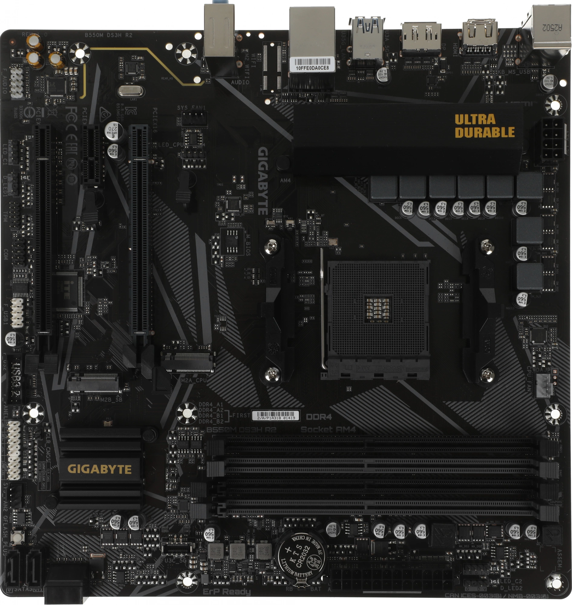 Материнская плата Gigabyte B550M DS3H R2 Soc-AM4 AMD B550 4xDDR4 mATX AC`97 8ch(7.1) GbLAN RAID+HDMI+DP