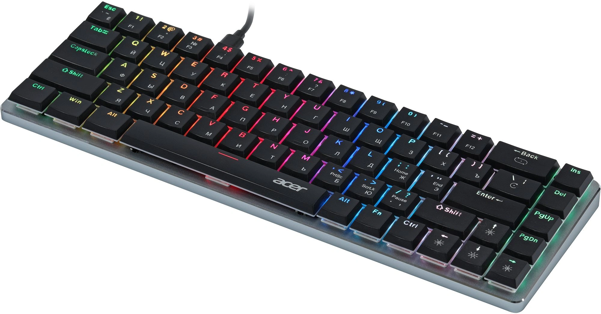 Клавиатура Acer OKW302 механическая серебристый USB Multimedia for gamer для ноутбука LED (ZL.KBDCC.01C) кабель 1.8м