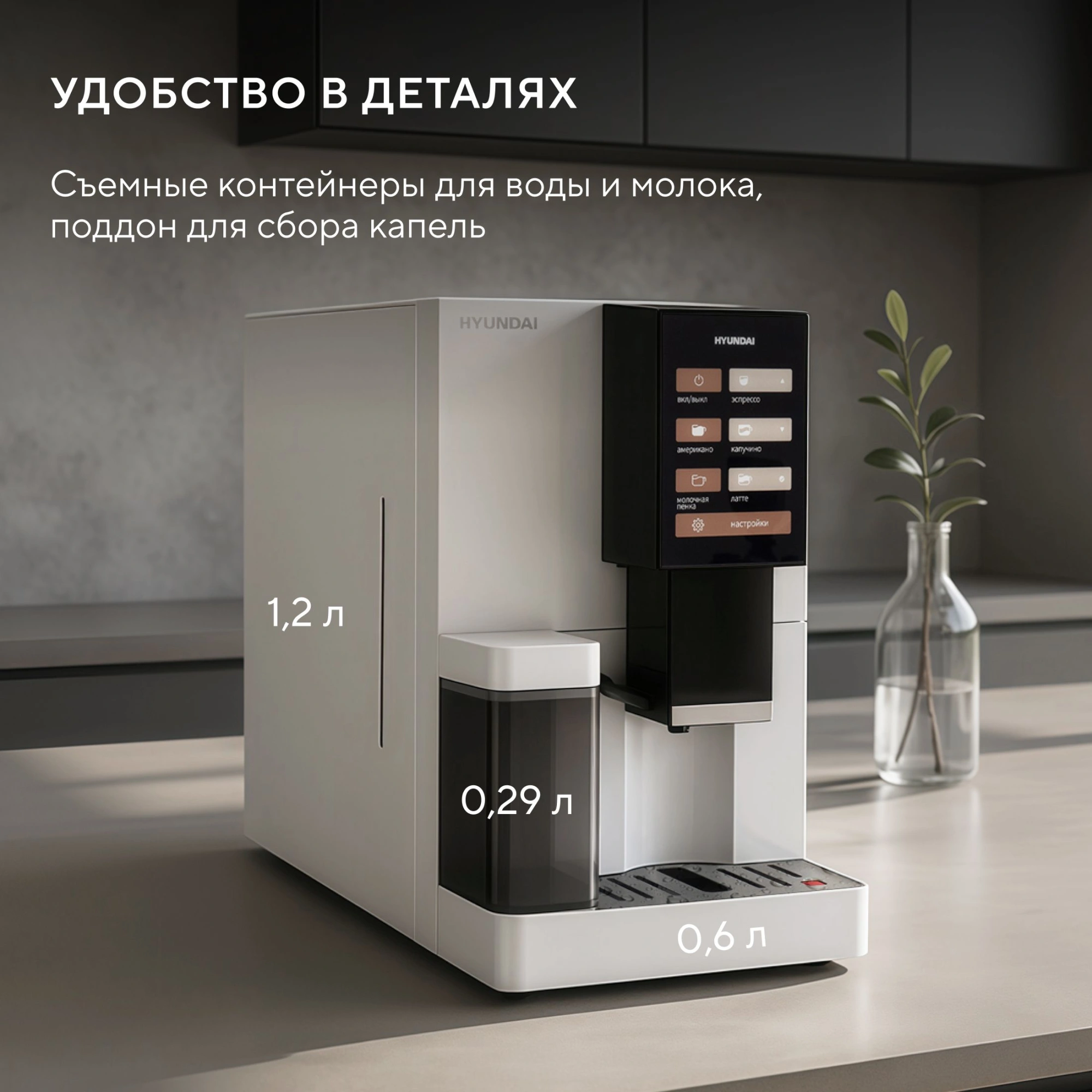 Кофемашина Hyundai HAM-5104 1500Вт белый