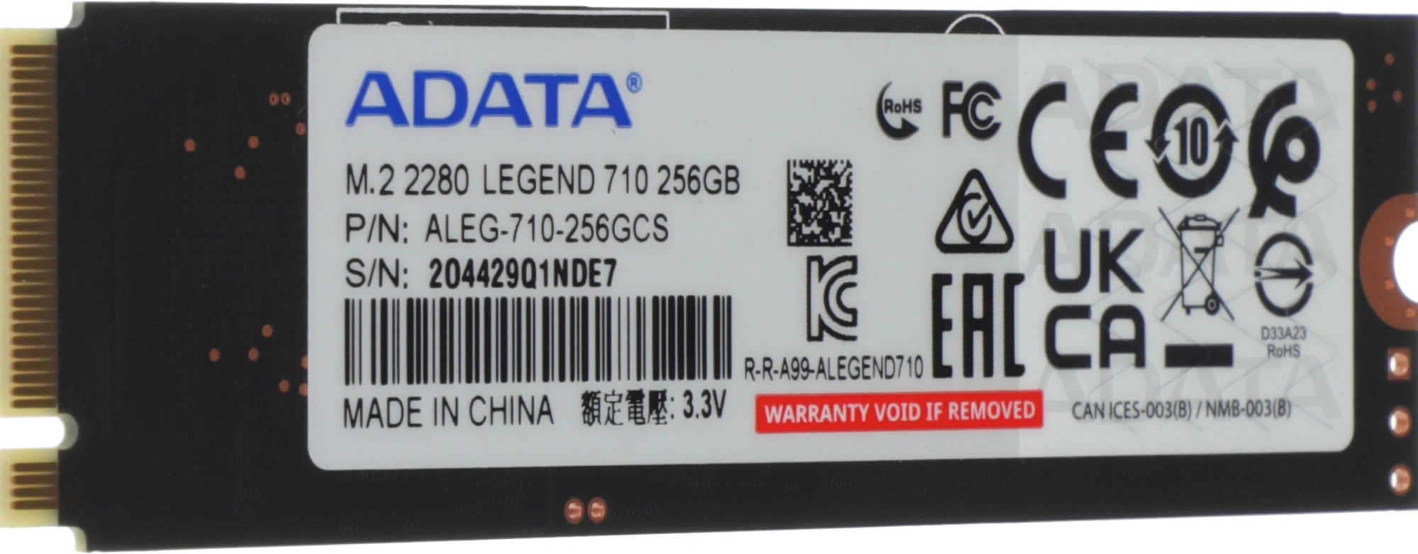 Накопитель SSD A-Data PCIe 3.0 x4 256GB ALEG-710-256GCS Legend 710 M.2 2280