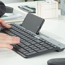 Клавиатура Logitech K580 черный/серебристый USB беспроводная BT/Radio slim Multimedia (920-009208)