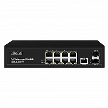 SW-80802/L(150W) - Управляемый L2 PoE коммутатор Gigabit Ethernet на 8 RJ45 PoE + 2 x GE SFP порта