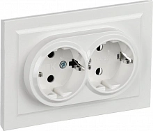 Розетка силов. IEK Brite РС12-3-БрБ BR-R21-16-K01-F 2розет. двойн. скрыт. зазем. IP20 белый (упак.:1шт)