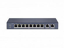 Сетевой неуправляемый коммутатор DS-S1008P - 8 RJ45 100M PoE, 2 порта с высоким приоритетом; 2 Uplink порта Gigabit