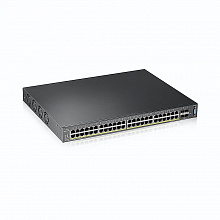 XGS2210-52HP - Коммутатор управляемый Zyxel, 48 port Gigabit L2 managed PoE+ switch, 375 Watt, 4x 10G