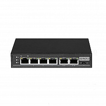SW-20600/D - Коммутатор/удлинитель Osnovo, Fast Ethernet c PoE на 6 портов. Порты: 4 х FE (10/100 Base-T) с поддержкой PoE, 1 x FE (10/100 Base-T) Uplink с поддержкой питания по PoE (до 90W), 1 x FE (10/100 Base-T) Uplink.
