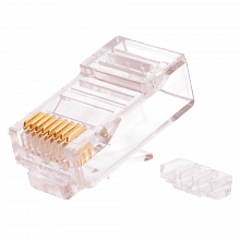 NMC-RJ88RZ50UE3-100 - Коннектор NIKOMAX RJ45/8P8C под витую пару, Кат.6 (Класс E), 250МГц, покрытие 50мкд, универсальные ножи, неэкранированный, со вставкой, круглый ввод, уп-ка 100шт.