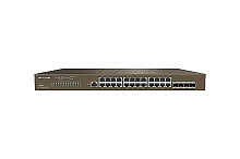 IP-COM G3328F - Коммутатор управляемый L2, 29 портовый. 24 порта 10/100/1000 Мбит/c Base-T + 4 порта SFP 10/100/100 Мбит/c Base-T + 1 Консольный порт.Грозозащита на порт 6 кВ.