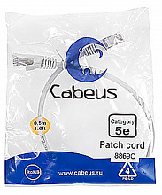Cabeus PC-FTP-RJ45-CAT.5E-0.5M-LSZH - Патч-корд F/UTP, категория 5е, 2XRJ45/8P8C, экранированный, серый, LSZH, 0.5м
