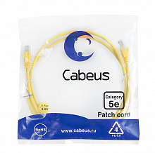 Cabeus PC-UTP-RJ45-Cat.5e-1.5m-YL-LSZH - Патч-корд U/UTP, категория 5е, 2xRJ45/8p8c, неэкранированный, желтый, LSZH, 1.5м