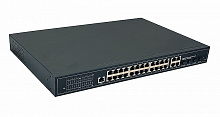 NS-SW-24G4G-PL - Управляемый L2 Коммутатор PoE NST Gigabit Ethernet. Порты: 24 x GE (10/100/1000 Base-T) с поддержкой PoE (IEEE 802.3af/at), 4 x GE Combo Uplink (RJ45 + SFP). Мощность PoE на порт - до 30W. Суммарная мощность PoE до 400W.