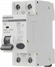 Выключатель автом. дифф. тока IEK MAD25-5-032-C-30 АВДТ 32 Generica 32A тип C 6kA 30мА AC 2П 230В 2мод серый (упак.:1шт)