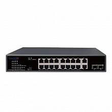 TR-NS14202S-185-16POE (D) - Неуправляемый коммутатор TRASSIR с 16 PoE портами (10/100/1000 Мбит/с Base-T PoE port),и 2 SFP портами и 2 RJ-45 Uplink ports.