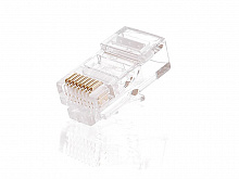 EC-UP8P8C-5E-003-TR-100 - Коннектор NETLAN RJ45/8P8C под витую пару, Кат.5e (Класс D), 100МГц, покрытие 3мкд, универсальные ножи, неэкранированный, уп-ка 100шт.