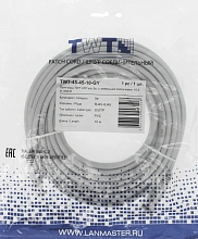 Патч-корд Lanmaster TWT-45-45-10-GY UTP RJ-45 вил.-вилка RJ-45 кат.5E 10м серый ПВХ (уп.:1шт)