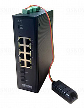 SW-80802-IM(port 90W,360W) - Промышленный Web-управляемый PoE коммутатор Gigabit Ethernet на 10 портов с функцией мониторинга температуры/влажности. Порты: 2 x GE (10/100/1000BASE-T) с PoE (до 90W) + 6 x GE (10/100/1000BASE-T) с PoE (до 30W)+ 2 x GE  SFP 
